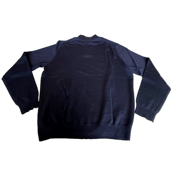 JOSEPH & LYMAN Italian Merino Wool 1/4 Zip Mock Neck Sweater; Navy Blue; Men's M - Picture 2 of 5